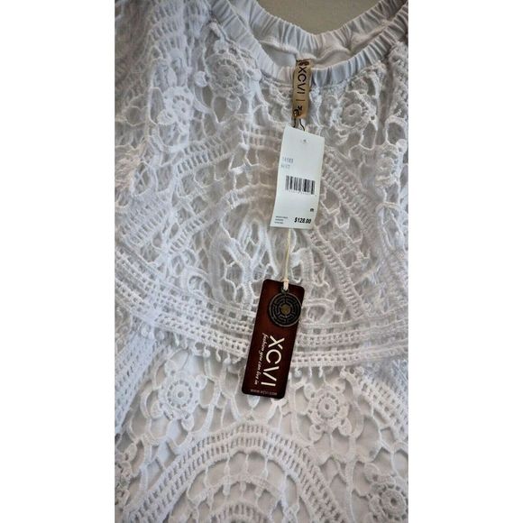 XCVI 14183 Women's Sz Medium White Signy Drapey Crochet Top Blouse $128 - Picture 4 of 16
